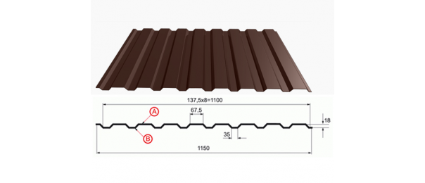 Профнастил коричневый оцинкованный  RAL 8017 С-20 купить недорого в Павловском Посаде